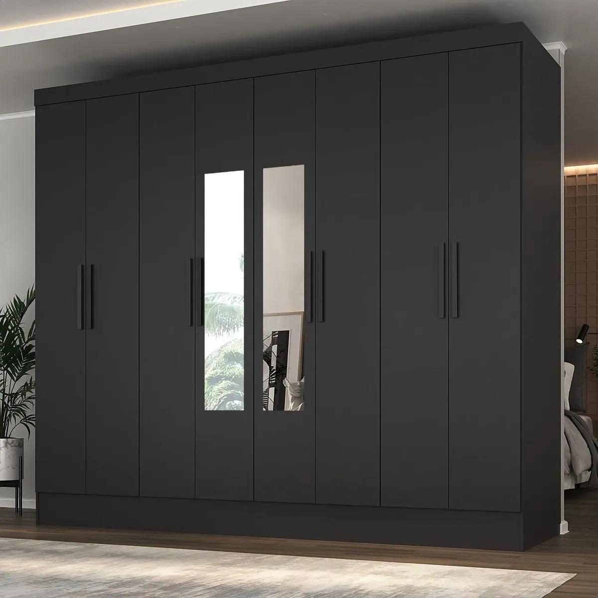 Guarda-roupa Casal 8 Portas 4 Gavetas Com Espelho MDF