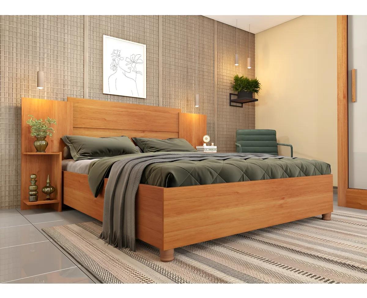 Cama Box Baú Queen com Armazenamento e Painel Cinamomo Tcil