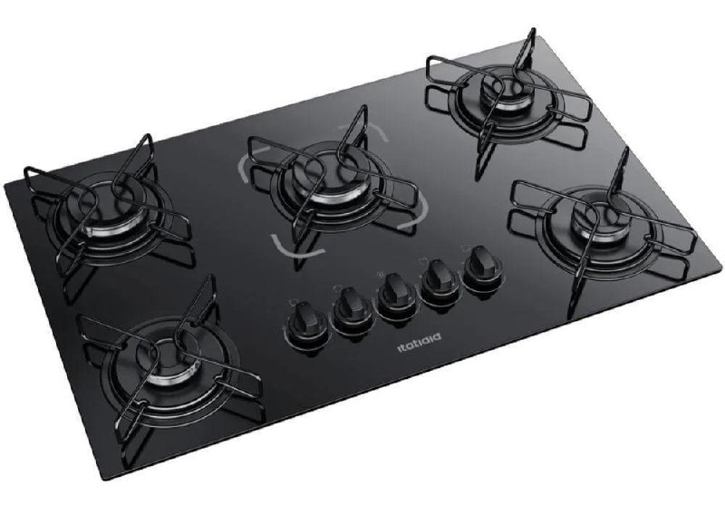 Cooktop Itatiaia Essencial 5 Bocas Vidro Preto Bivolt