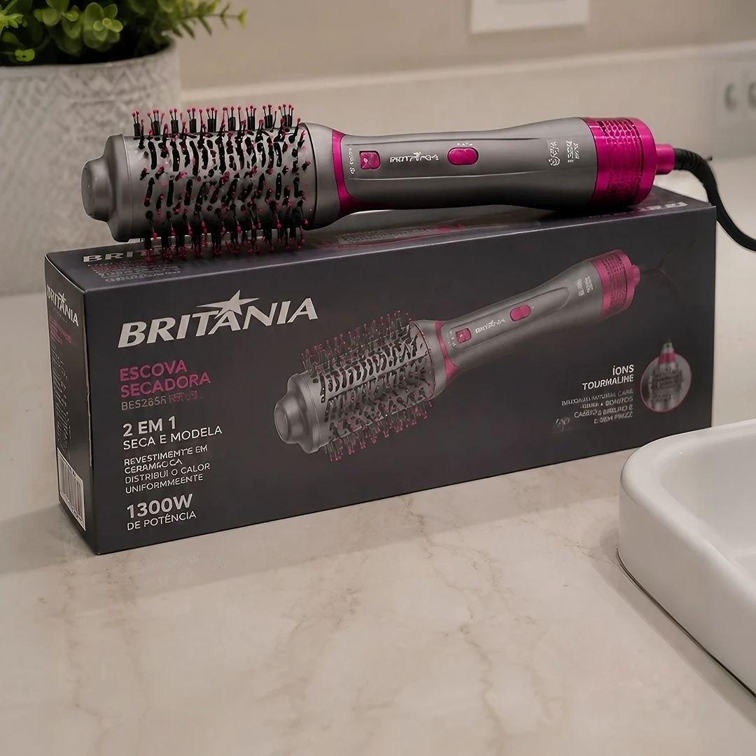 Escova Secadora Britânia 4 em 1 Cerâmica 1300W Bivolt BES26SR