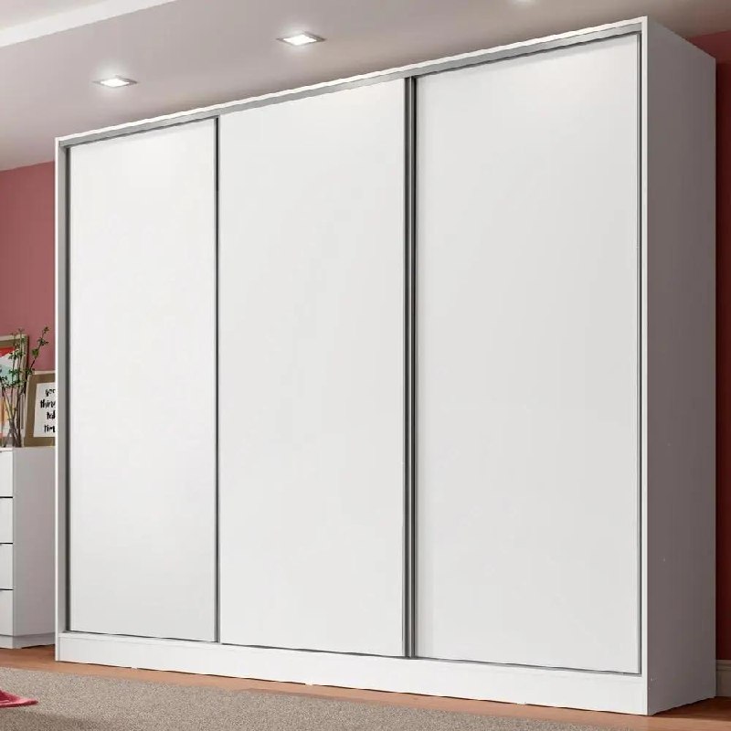 Guarda Roupa Casal 3 Portas Correr Madesa Royale Branco MDF