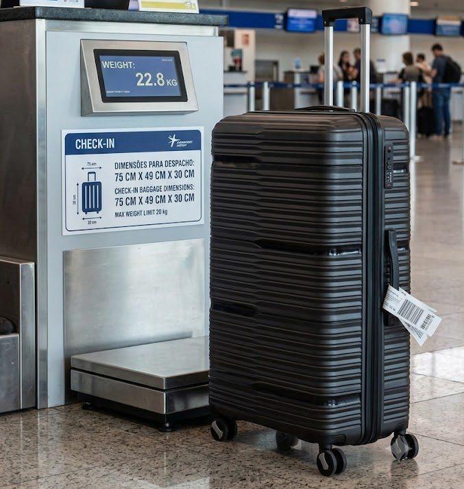 Mala Grande Viagem 32kg Polipropileno 8 Rodas 360° Rígida
