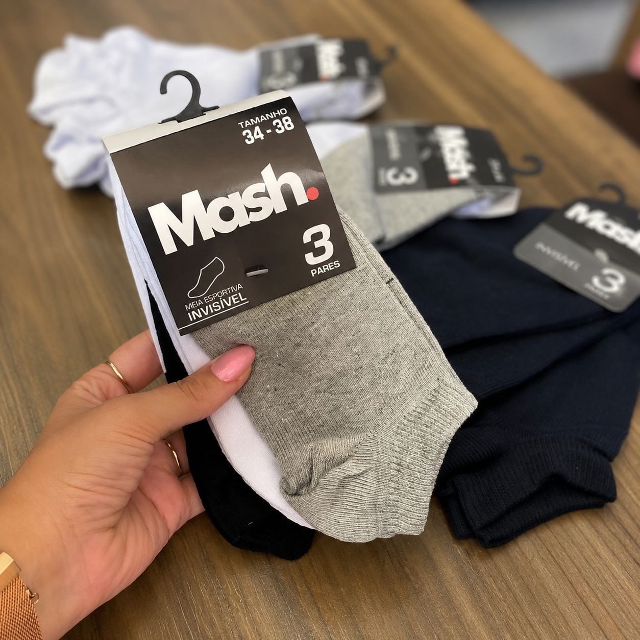 Kit 3 Pares Meias Invisível Algodão Mash