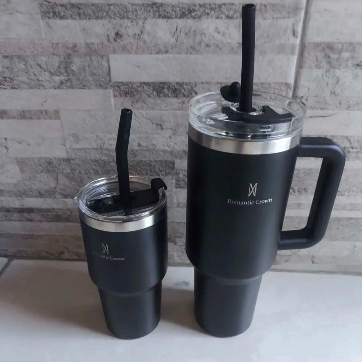 Kit Copo Térmico Inox Stanley 1200ml + 600ml com Tampa e Canudo