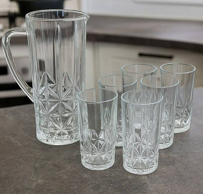 Conjunto 6 Copos + 1 Jarra Vidro Sodo-Cálcico Rojemac Transparente