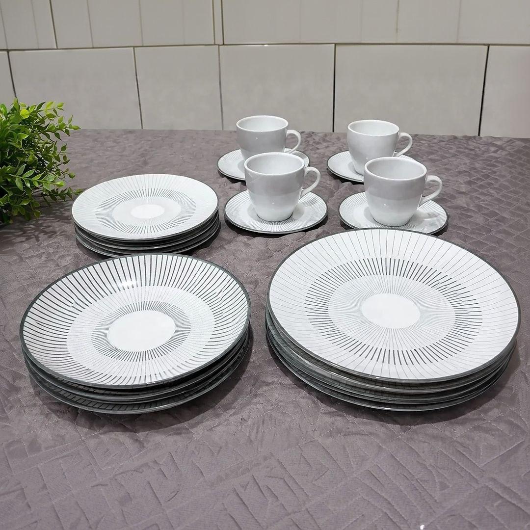 Aparelho de Jantar Tramontina Griz Porcelana 20 Peças