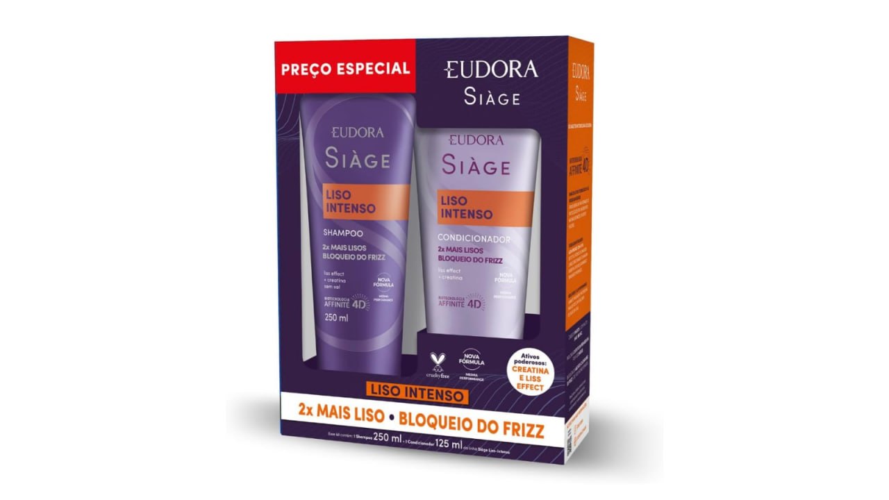 Kit Eudora Siàge Liso Intenso Shampoo 250ml + Condicionador 125ml