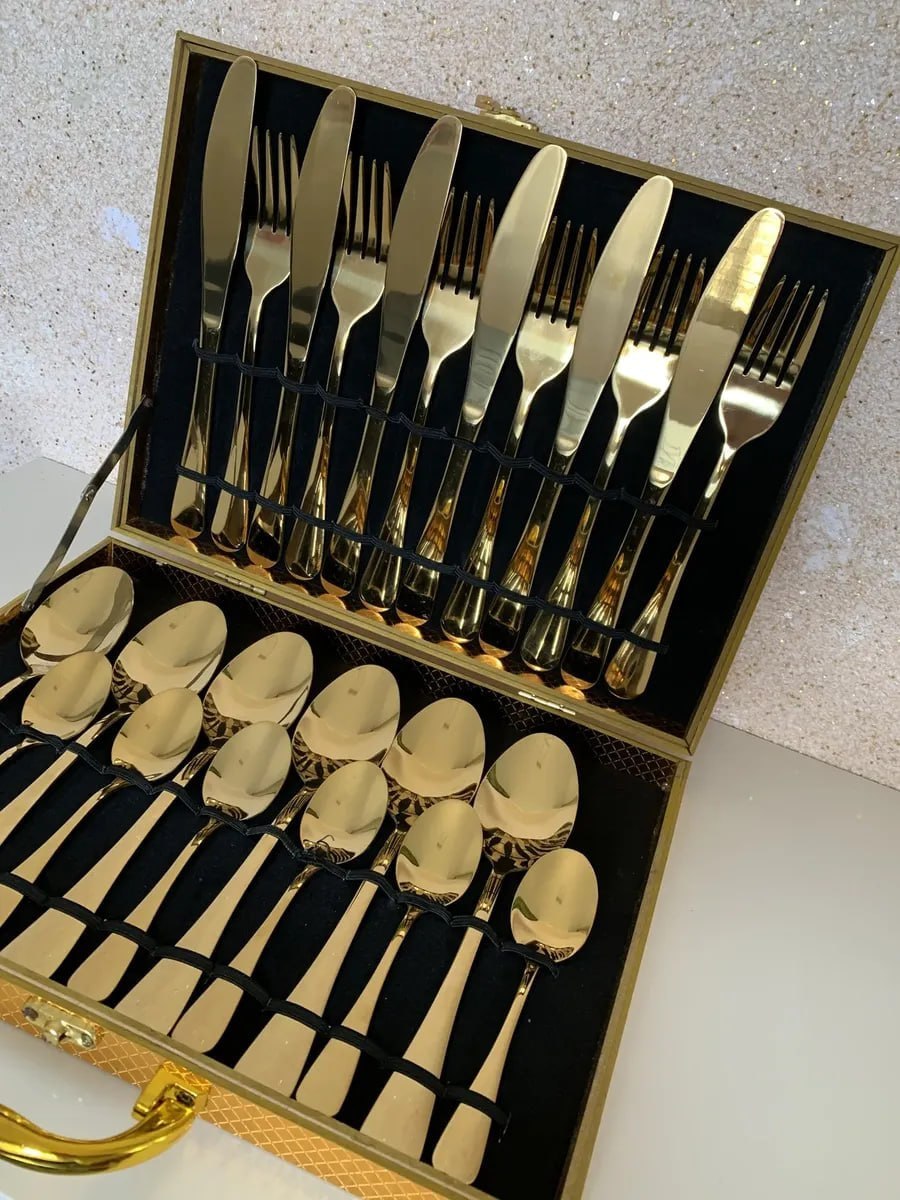 Kit Faqueiro Luxo Inox 24 Peças com Maleta