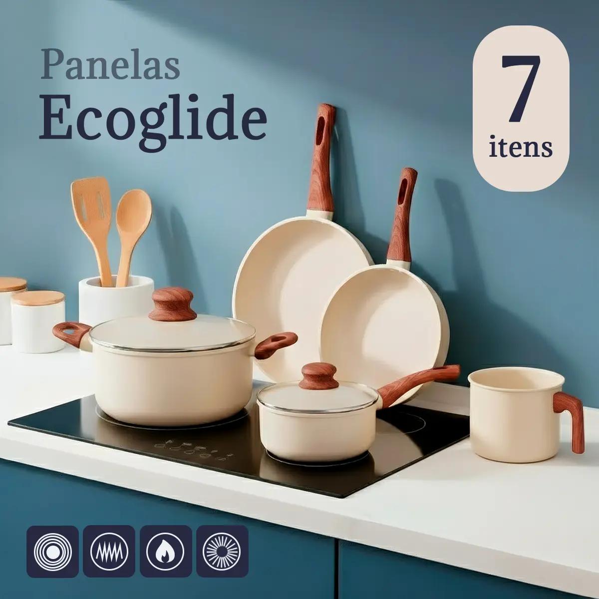 Jogo de Panelas 7 Peças Revestimento Cerâmico Ecoglide Marble