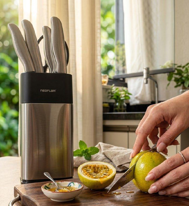 Conjunto de Facas Dolche Neoflam 8 Peças Aço Inoxidável com Cepo