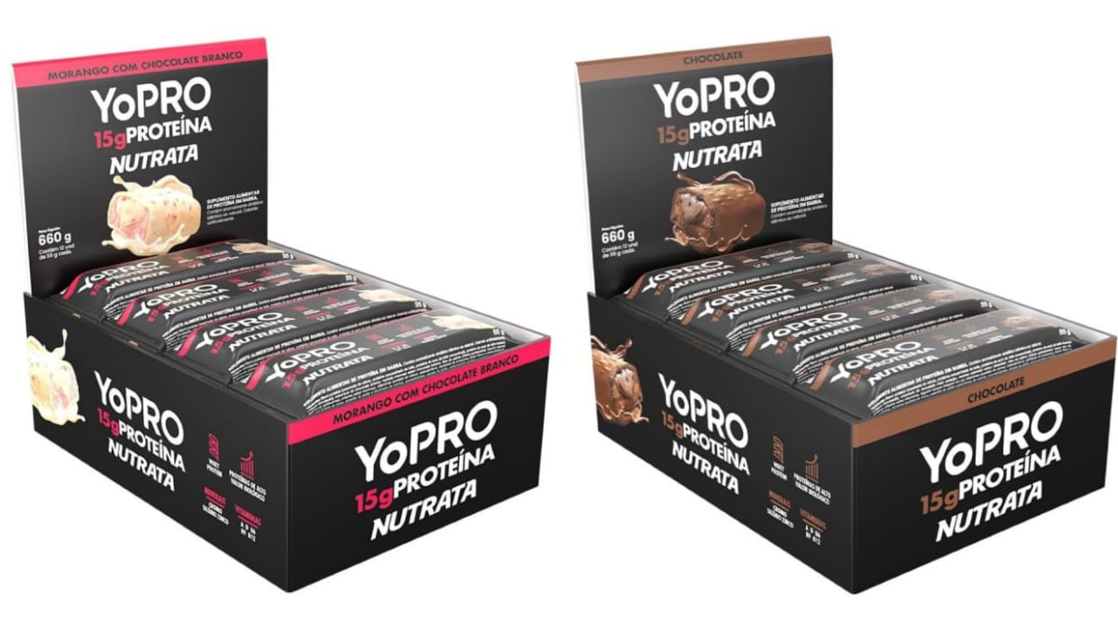 Barras de Proteína Yopro Nutrata 40g - Caixa com 12 Unidades