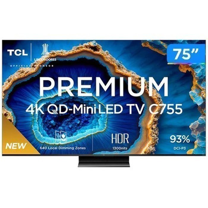 Smart TV 75" TCL QLED C755 Mini LED 4K 120Hz
