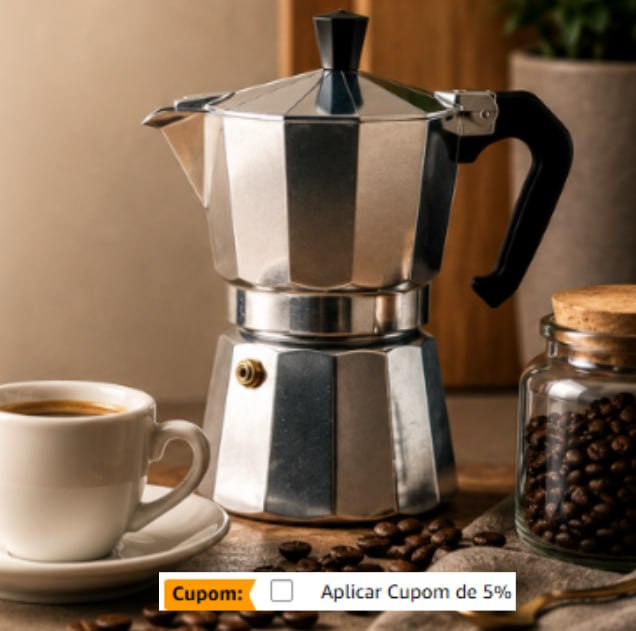Cafeteira Italiana de Alumínio 6 Xícaras 300ml