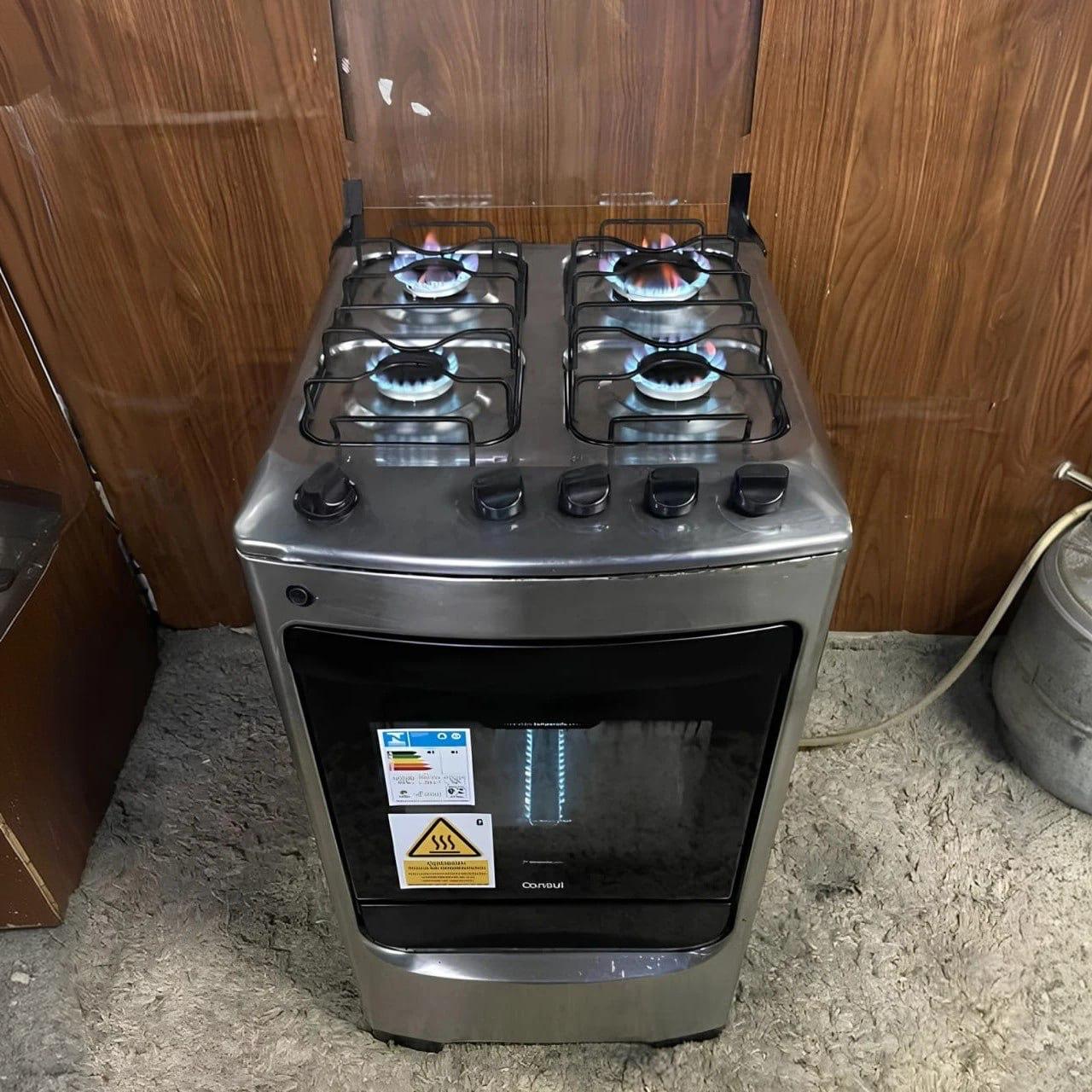 Fogão de Piso 4 Bocas Consul Cfo4nar Inox Acendimento Automático