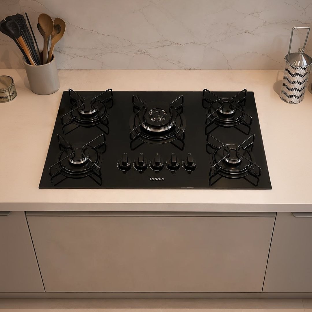 Cooktop Itatiaia Electra Plus 5 Bocas Mesa Vidro Preto Bivolt
