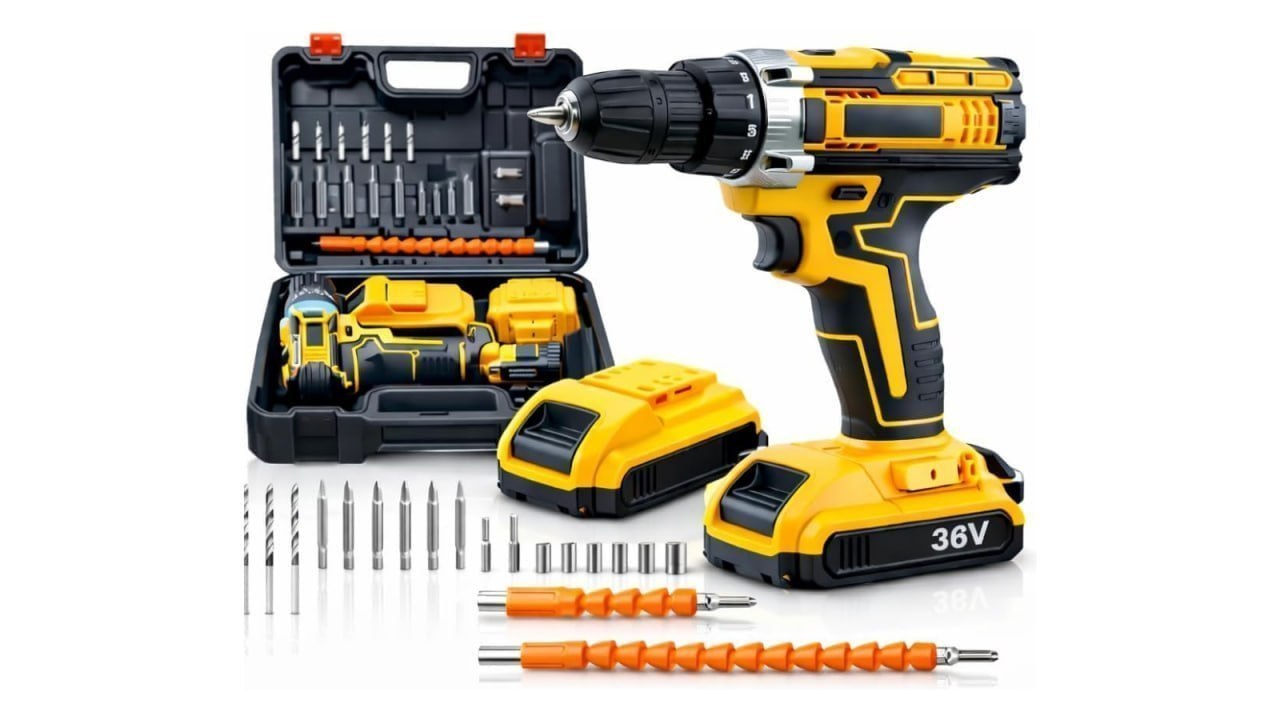 Furadeira Parafusadeira Impacto 36V com 2 Baterias + Maleta