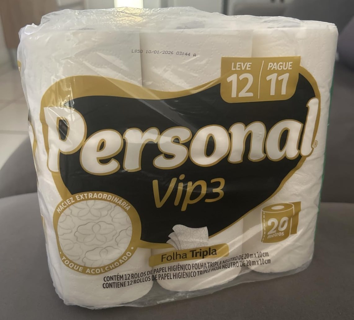 Papel Higiênico Personal Vip Folha Tripla 12 Unidades