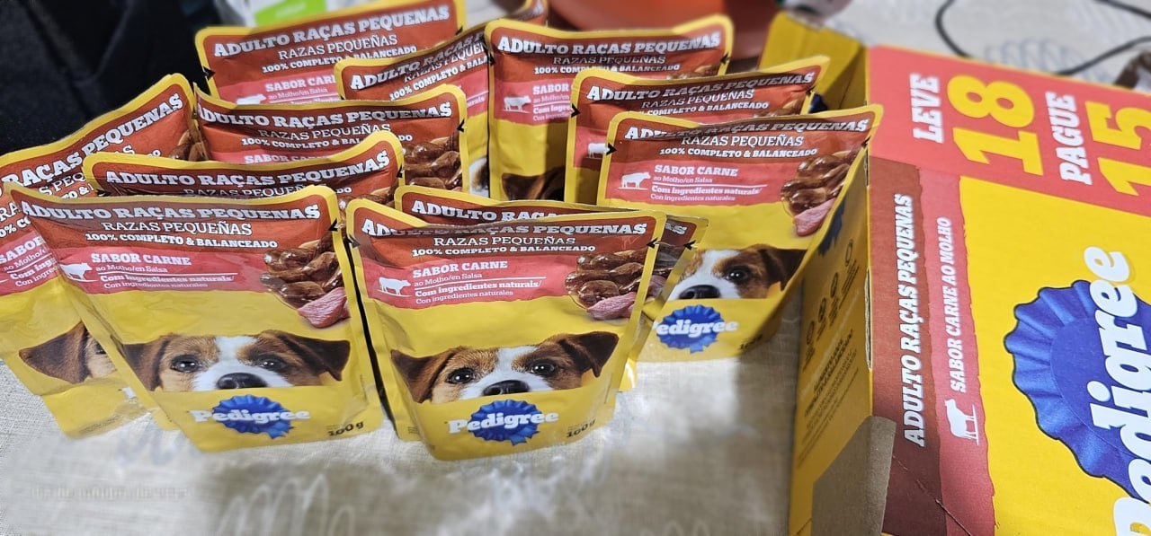 Pack 18 Sachês Ração Úmida Pedigree Carne Raças Pequenas 100g