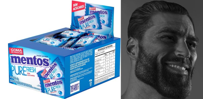 Gomas de Mascar Mentos Sem Açúcar 60 Unidades