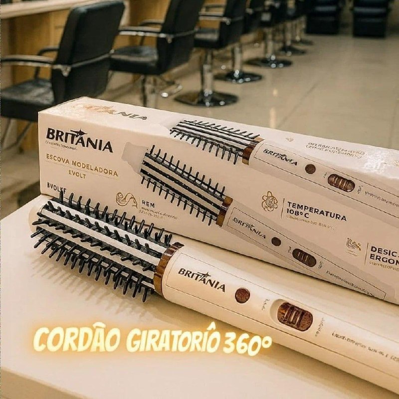 Escova Modeladora Britânia 2 em 1 Branca BEC04 Bivolt