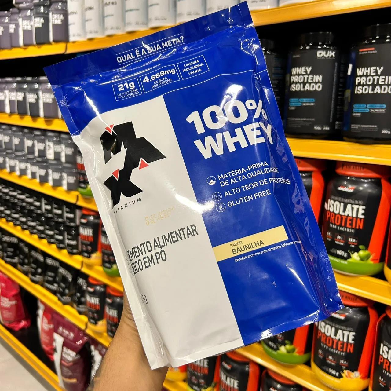100% Whey Refil Max Titanium 900g Baunilha