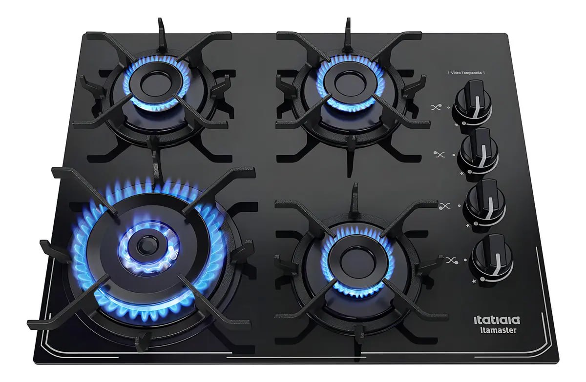 Cooktop Itatiaia Itamaster 4 Bocas a Gás com Mesa de Vidro