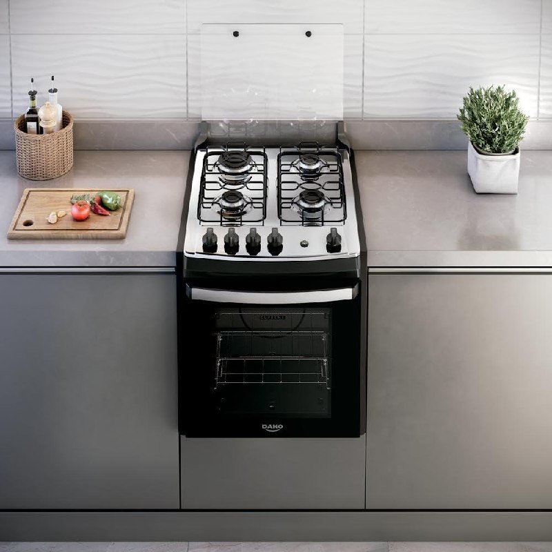 Fogão 4 Bocas Embutir Dako Supreme Mesa Inox Preto Bivolt