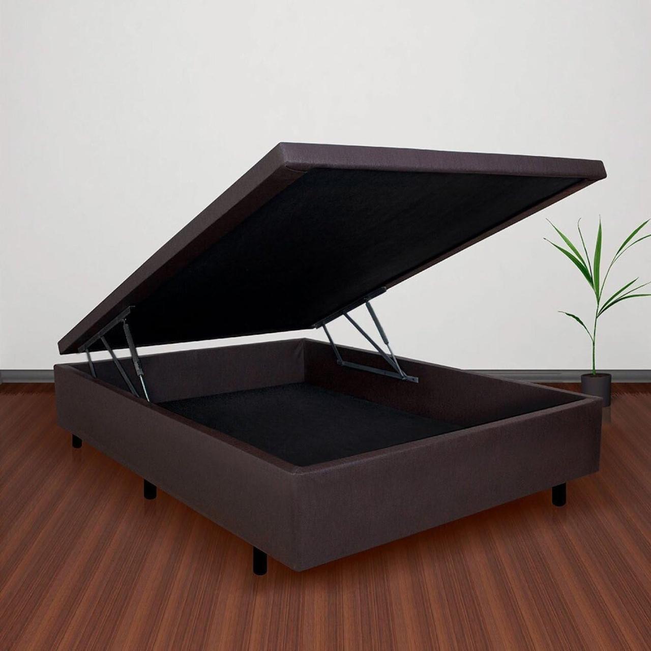 Cama Box Baú Casal Courino Marrom 138x188x42