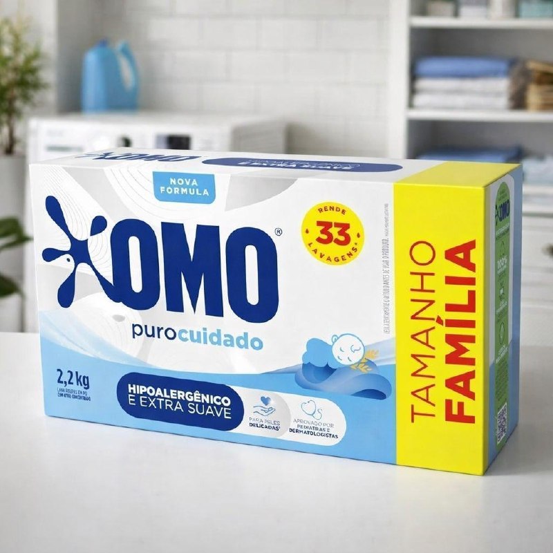 Lava-Roupas Omo Puro Cuidado 2,2kg Tamanho Família