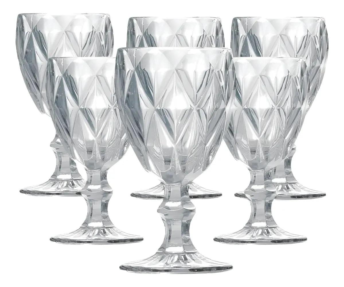 Jogo de 6 Taças Transparente Diamond Gamma 340ml