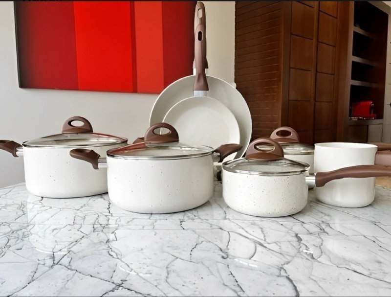 Conjunto de Panelas 8 Peças Ceramic Life Smart Plus Vanilla