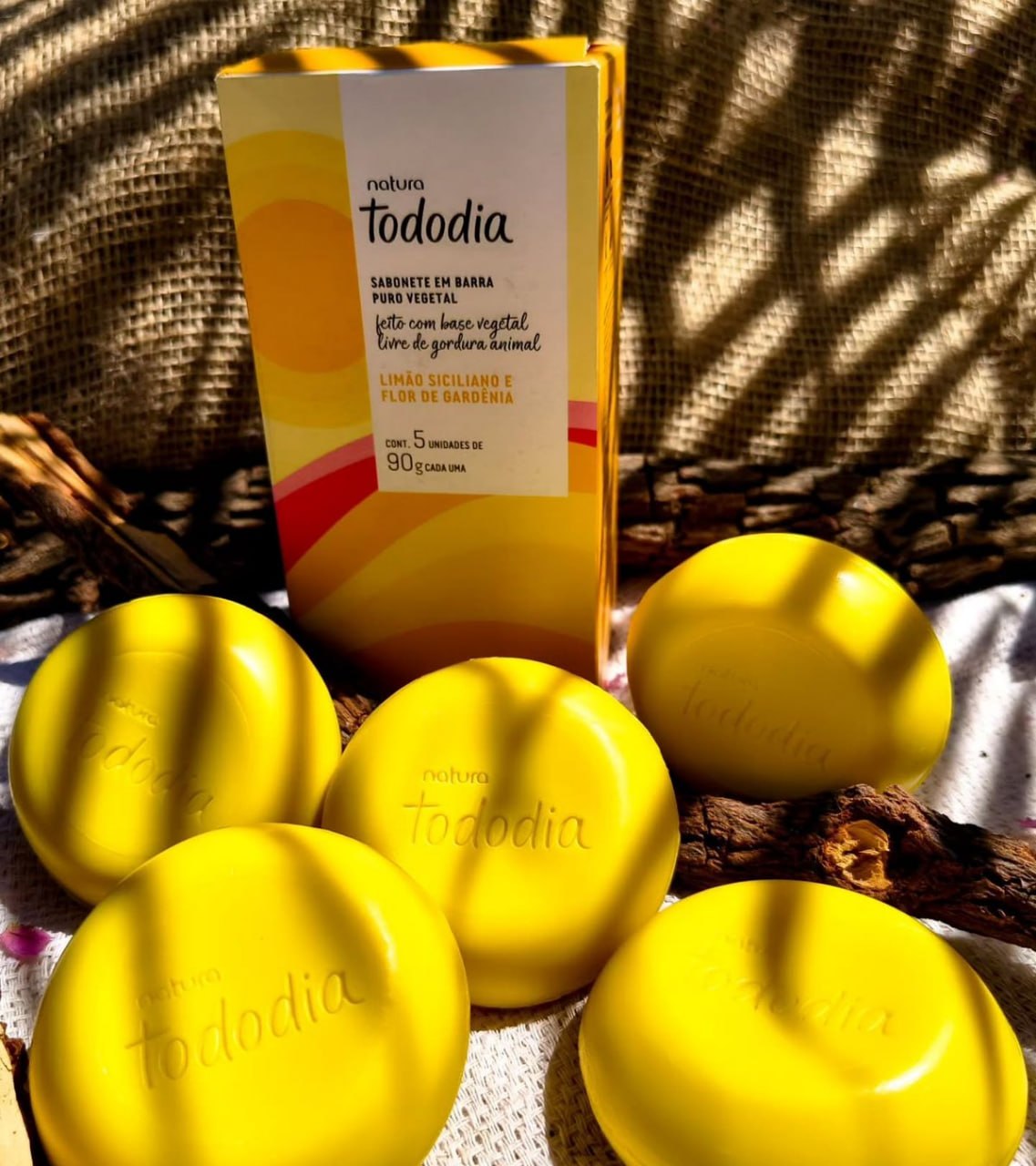 Kit 5 Sabonetes Natura Tododia Limão Siciliano e Flor de Gardênia 90g