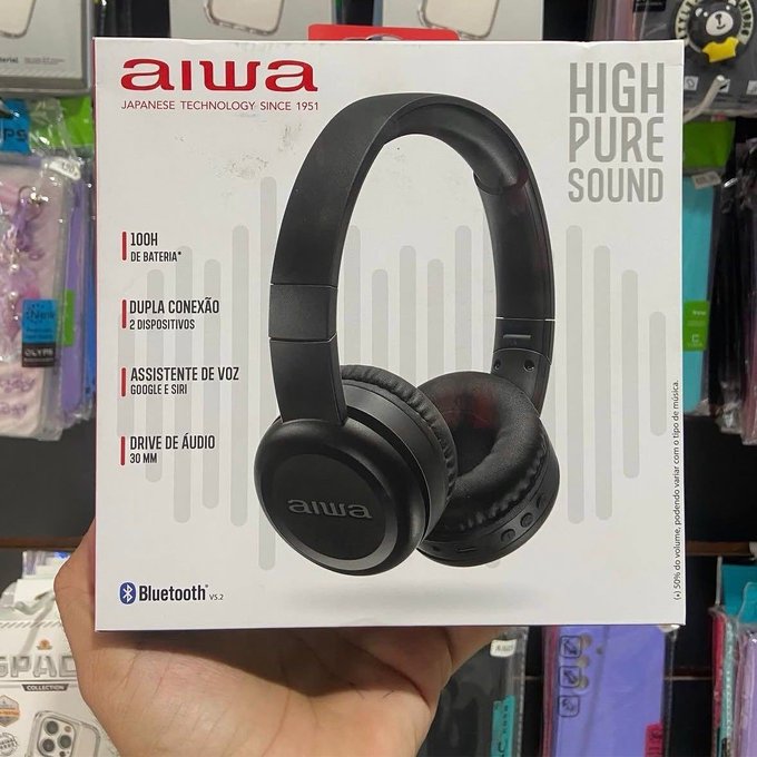 Fone de Ouvido Aiwa AWS-HP-03-B Bluetooth Drive 30mm