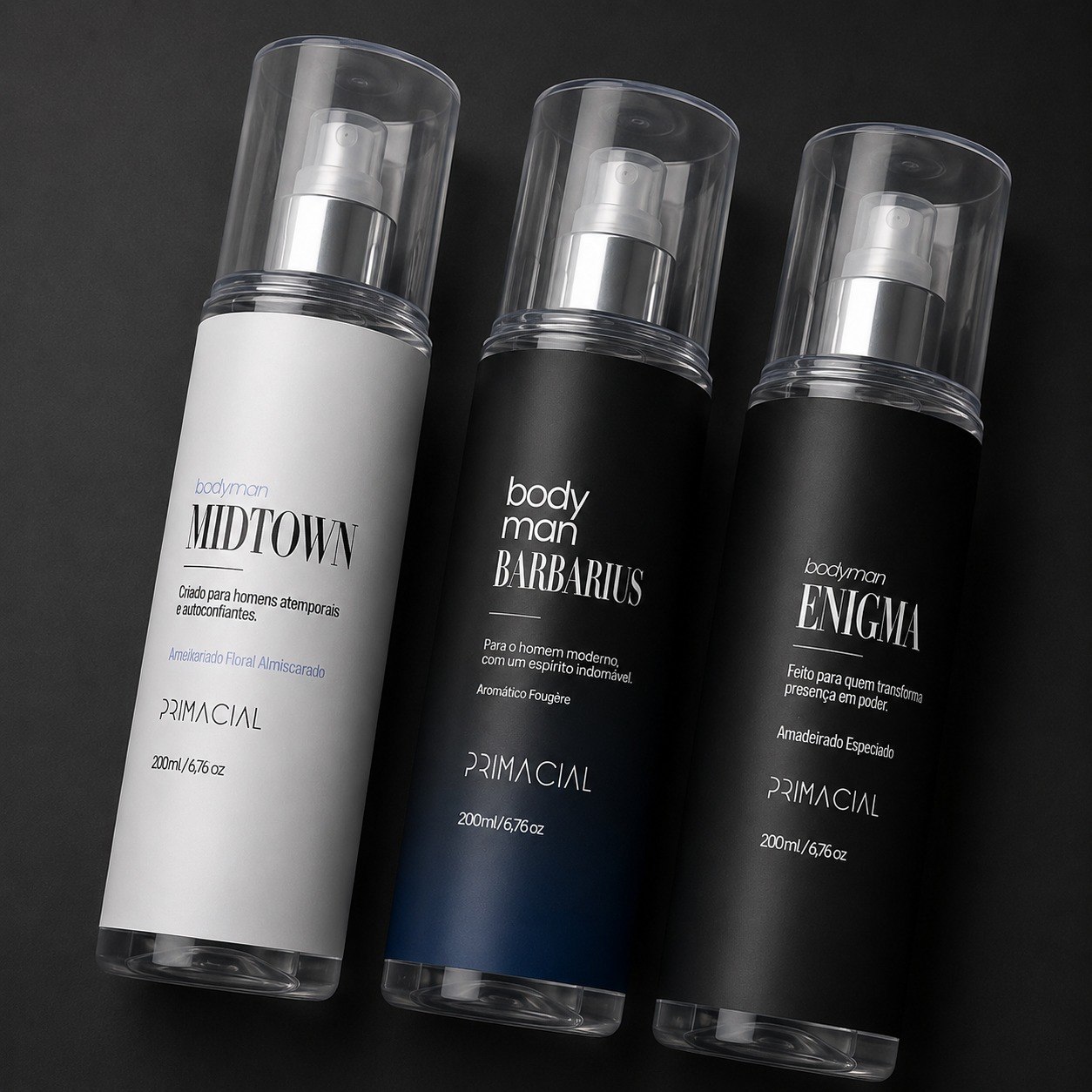 Kit Body Splash Masculino 200ml - Barbarius + Enigma + Midtown