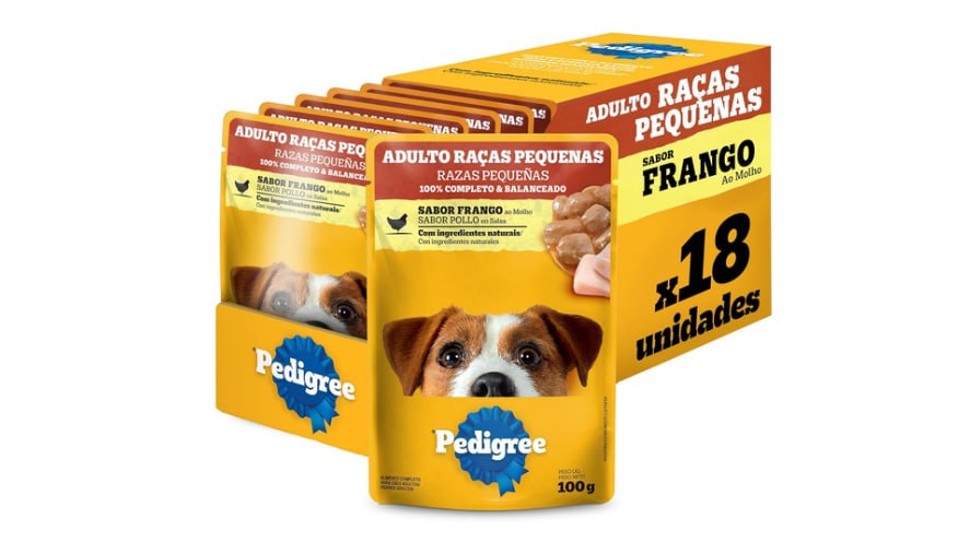 Pack 18 Sachês Ração Úmida Pedigree Frango 100g Cães Pequenos