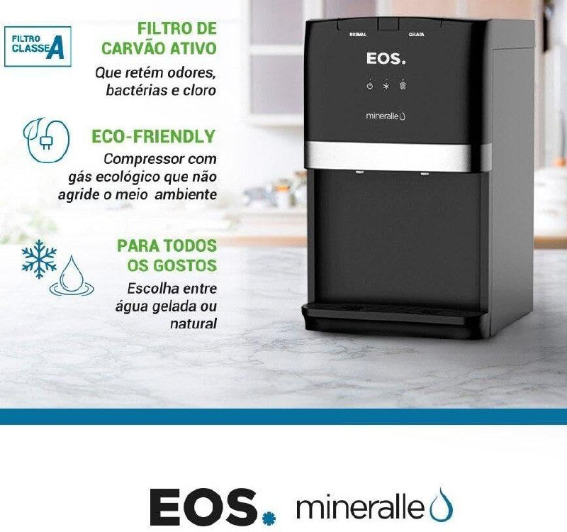 Purificador de Água Eos Mineralle com Compressor Preto EPC02P 110V