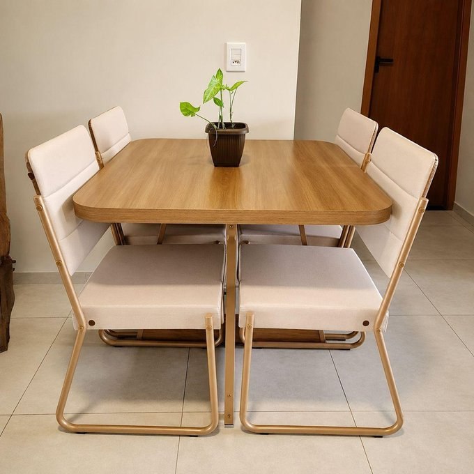 Conjunto Sala de Jantar + 4 Cadeiras Charlotte Noga