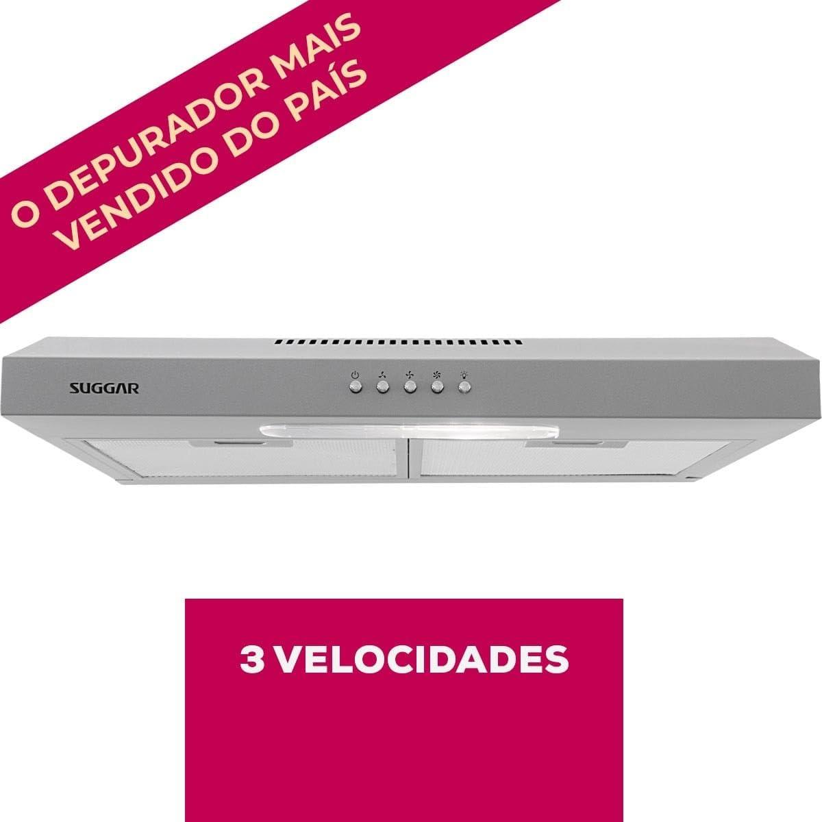 Suggar Depurador de Ar Slim 60cm 3 Velocidades Prata 220V