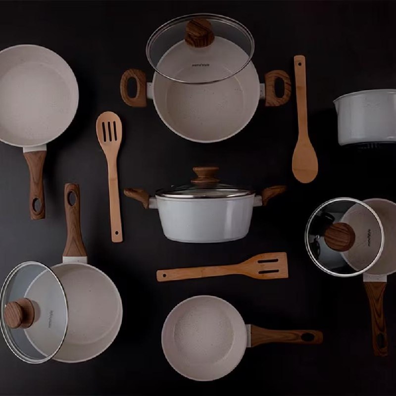 Conjunto de 10 Panelas Mimo Style Cook Marmol Bambu