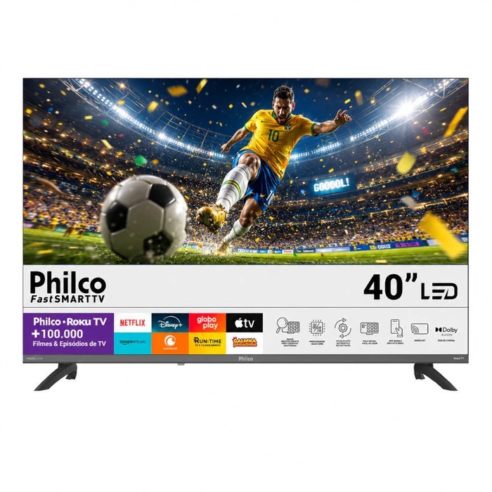 Smart TV 40" HDR10 Philco Roku TV P40CRA