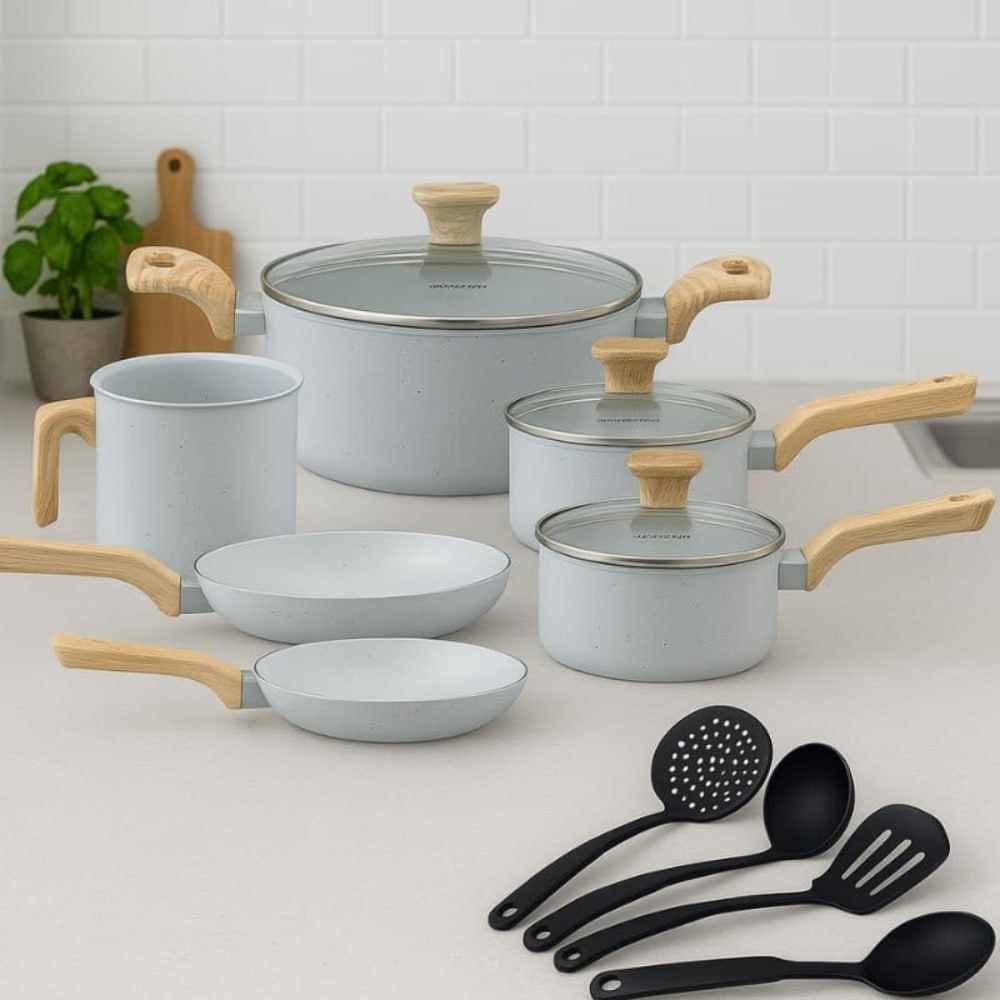 Jogo de Panelas Pratic Cook Grafite Indução Mimo Style Cerâmica 10 Peças