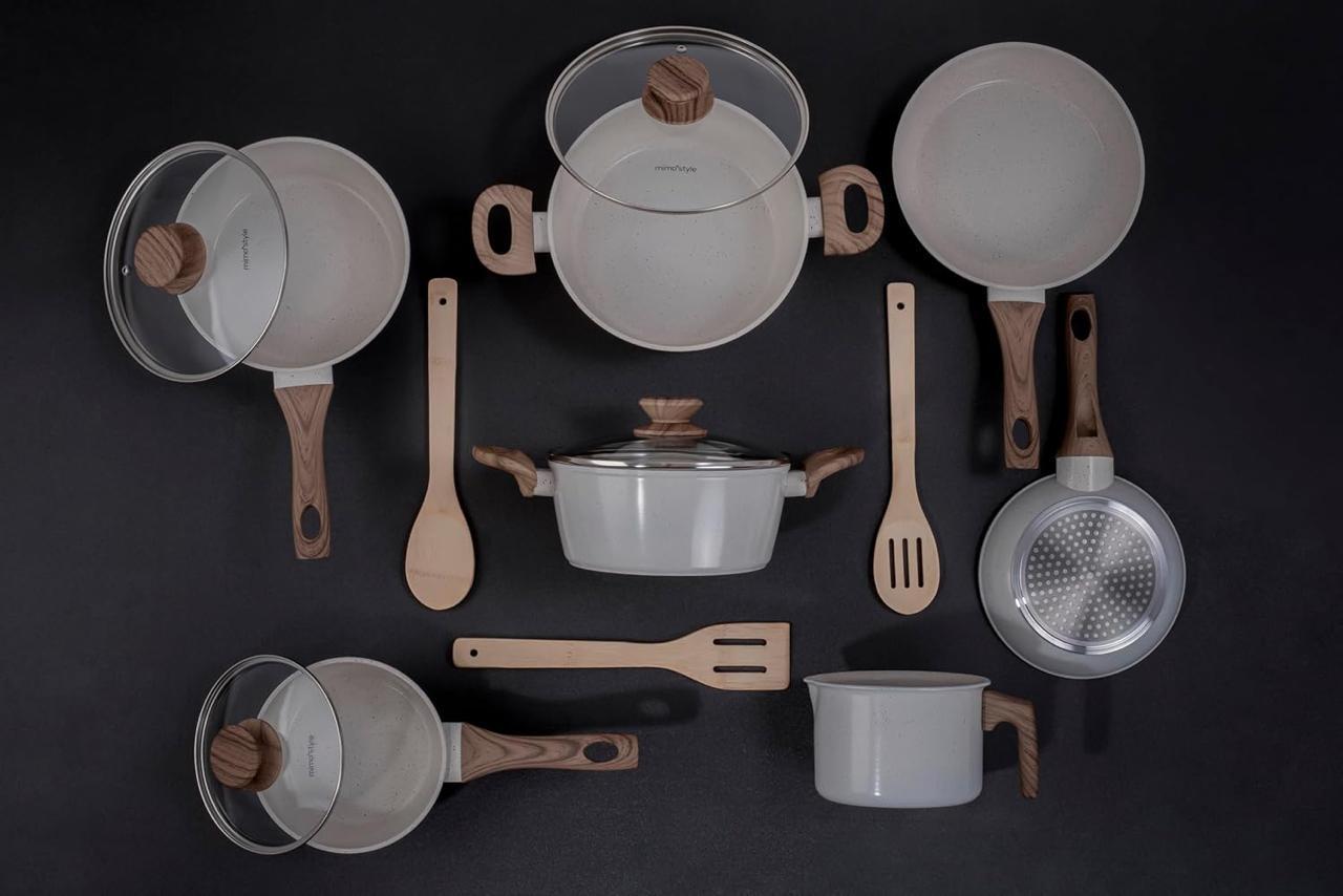 Conjunto 10 Panelas Mimo Style Cook Marmol Bambu