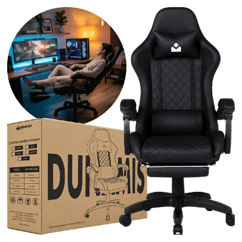 Cadeira Gamer Ergonômica Dunamis Marqs Home Reclinável até 180kg