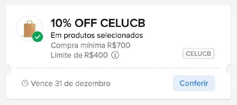 Cupom Mercado Livre 10% OFF em Celulares