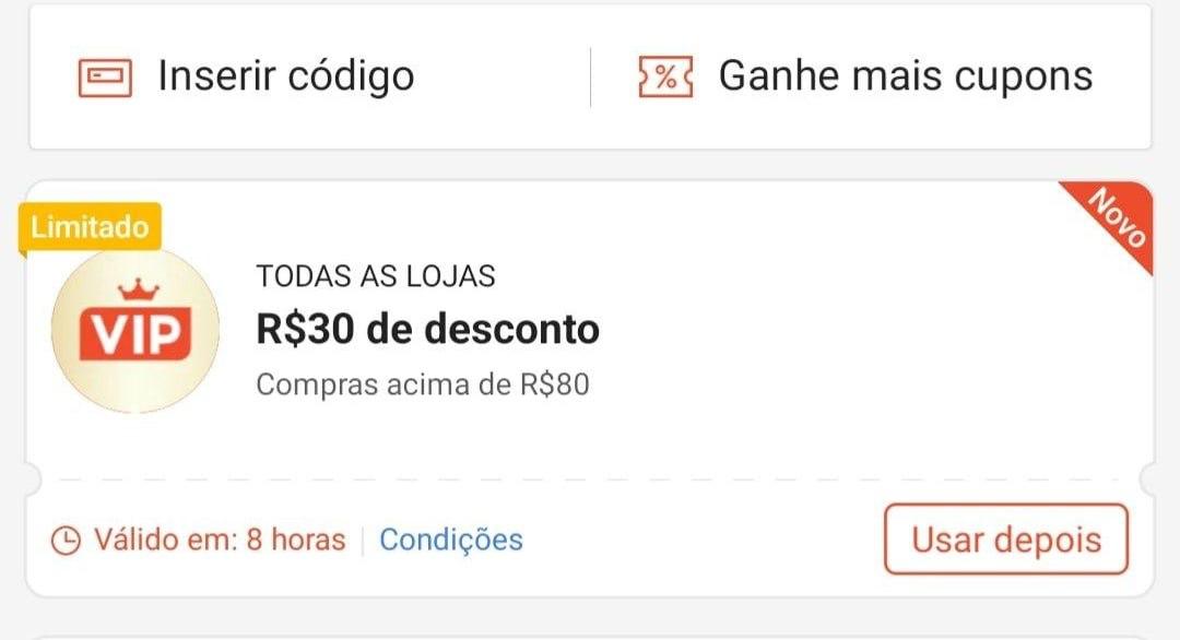 Cupom Shopee VIP - R$ 30 OFF em R$ 80