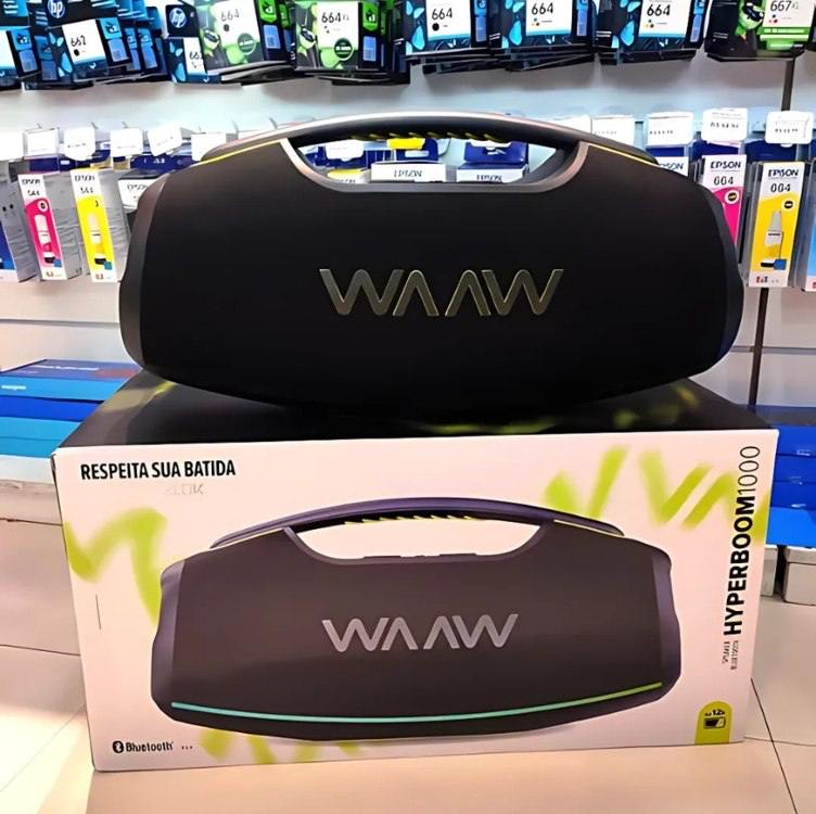 Caixa de Som Boombox Waaw By Alok Hyperboom 1000 Bivolt