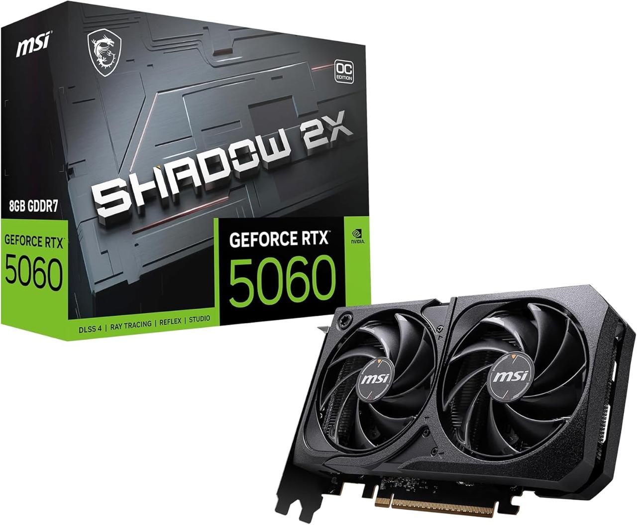 Placa de Vídeo MSI RTX 5060 Shadow 2X OC 8GB GDDR7