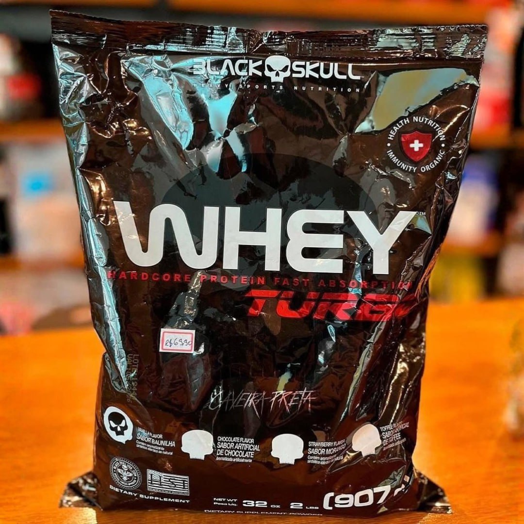 Whey Turbo Black Skull Sabor Morango 907g