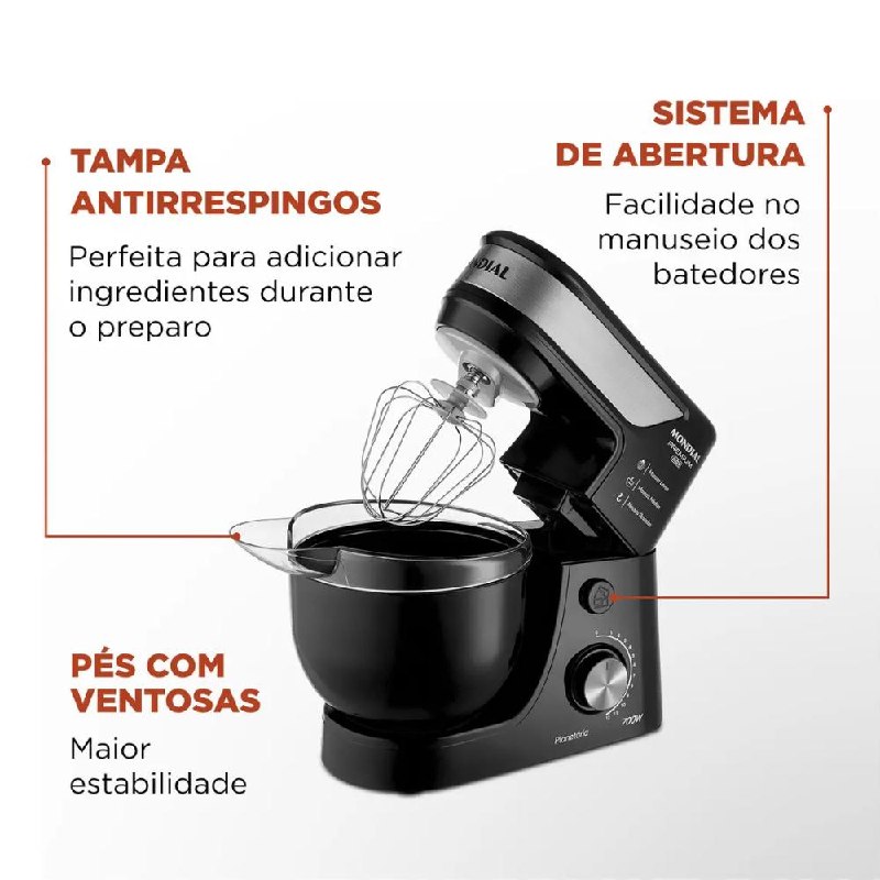 Batedeira Planetária Mondial 700W BP-01P-B 110V