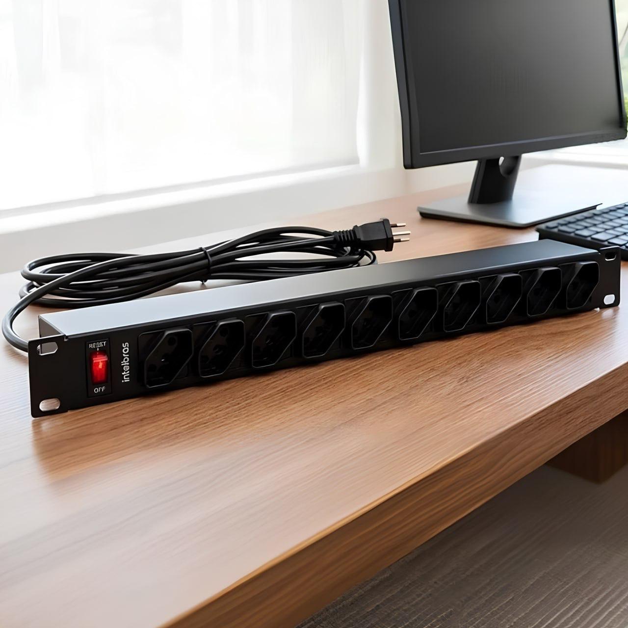Protetor Eletrônico Com 12 Tomadas Para Rack Intelbras EPR 212+